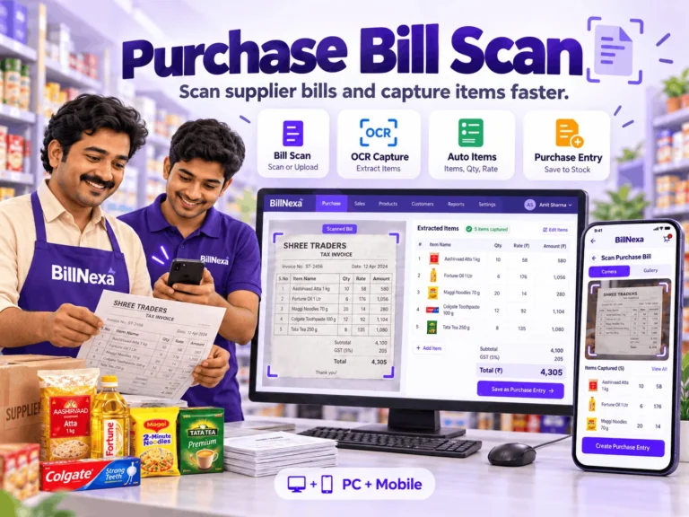 BillNexa local Wi-Fi sync for Windows PC and Android billing devices